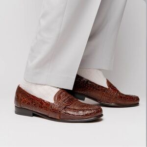 Alan Payne Franco Crocodile Penny Loafers Honey size 10.5